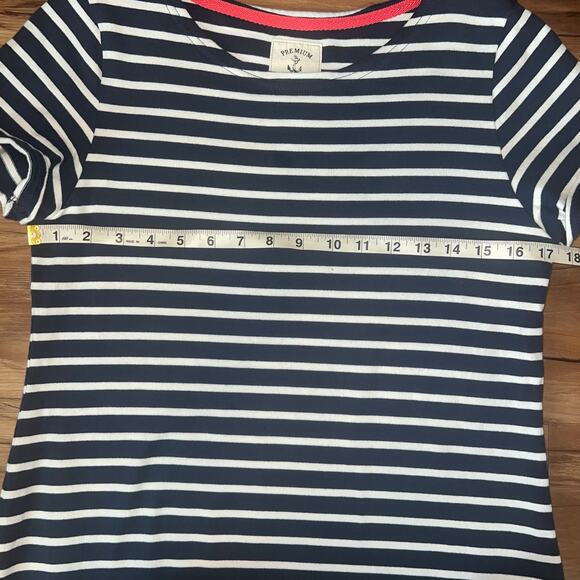 Nautical Navy White Striped Short Sleeve Crew Neck Joules Midi Dress Size 10 - Picture 8 of 10